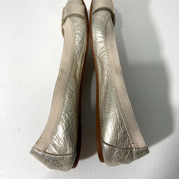 COACH Dora Cuba Gold Crackled Metallic Leather Ballerina Flats Size 9.5 - Picture 11 of 11